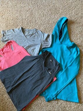4 for $24 Under Armour Teal Hoodie with Gray, Charcoal, and Pink Tops